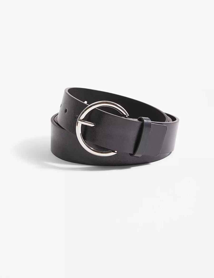 Black Lane Bryant Round Buckle Women Belts | VEH4845UI