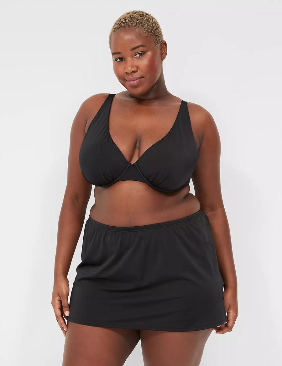 Black Lane Bryant Side Slit Swim Women Skirts | EIB9457DM