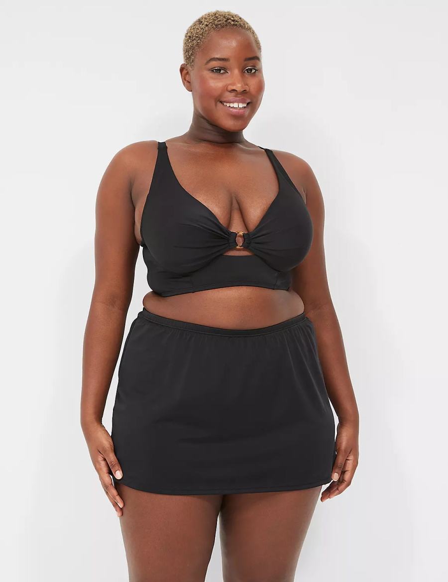 Black Lane Bryant Side Slit Swim Women Skirts | EIB9457DM