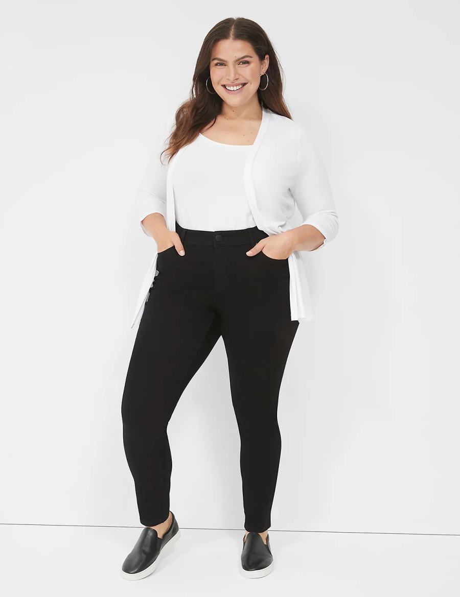 Black Lane Bryant Signature Fit Sateen Skinny Women Jeans | EBL5513EL