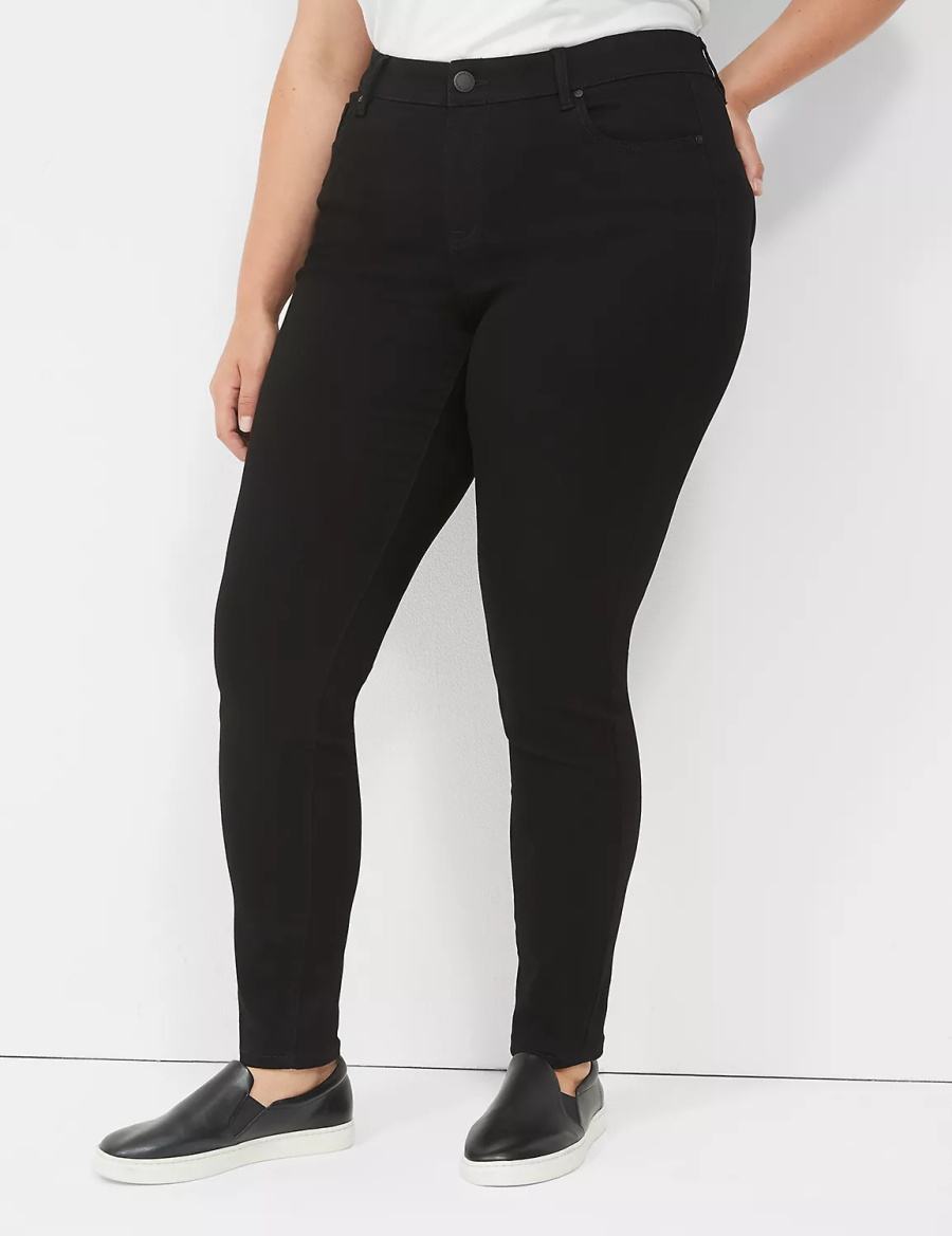 Black Lane Bryant Signature Fit Sateen Skinny Women Jeans | EBL5513EL