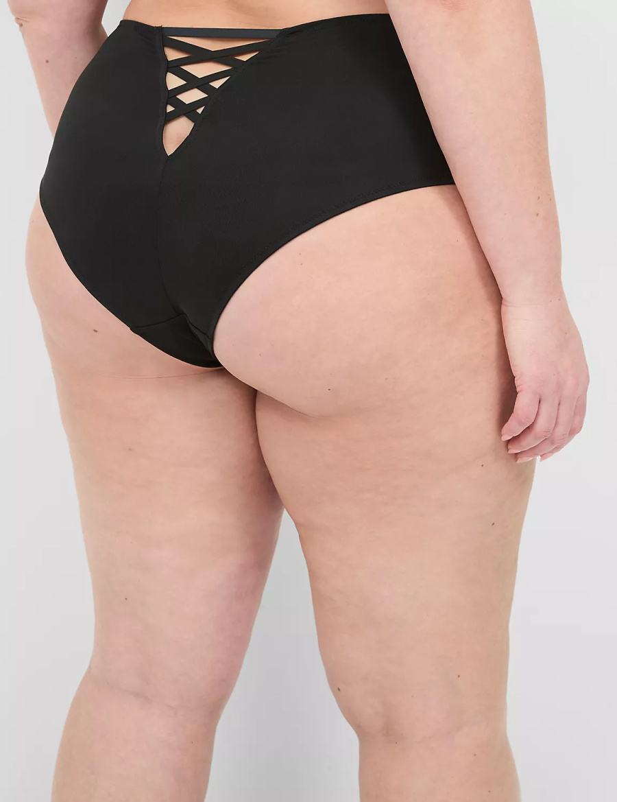 Black Lane Bryant Strappy-Back Brief Women Briefs | QVJ2776EN