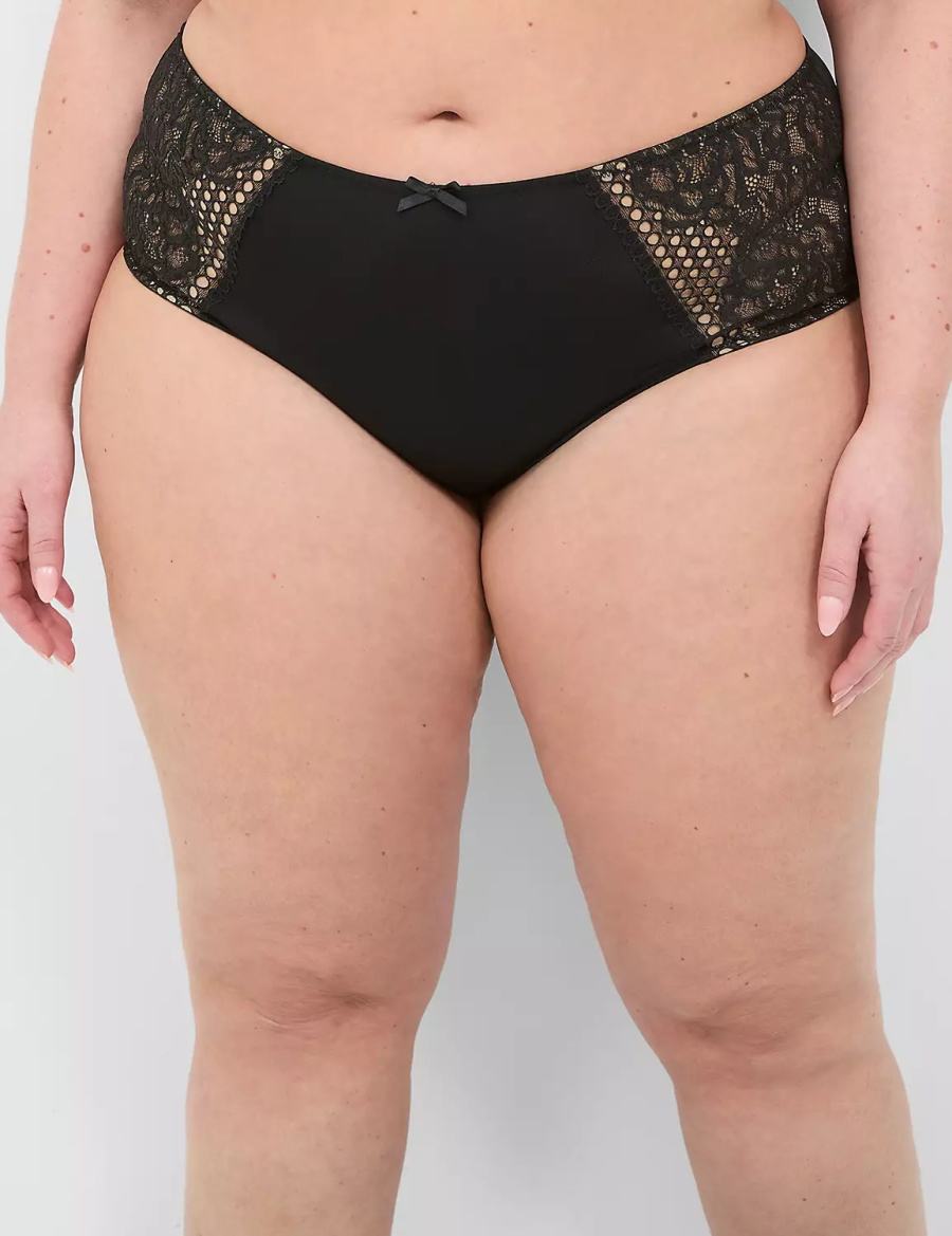 Black Lane Bryant Strappy-Back Brief Women Briefs | QVJ2776EN