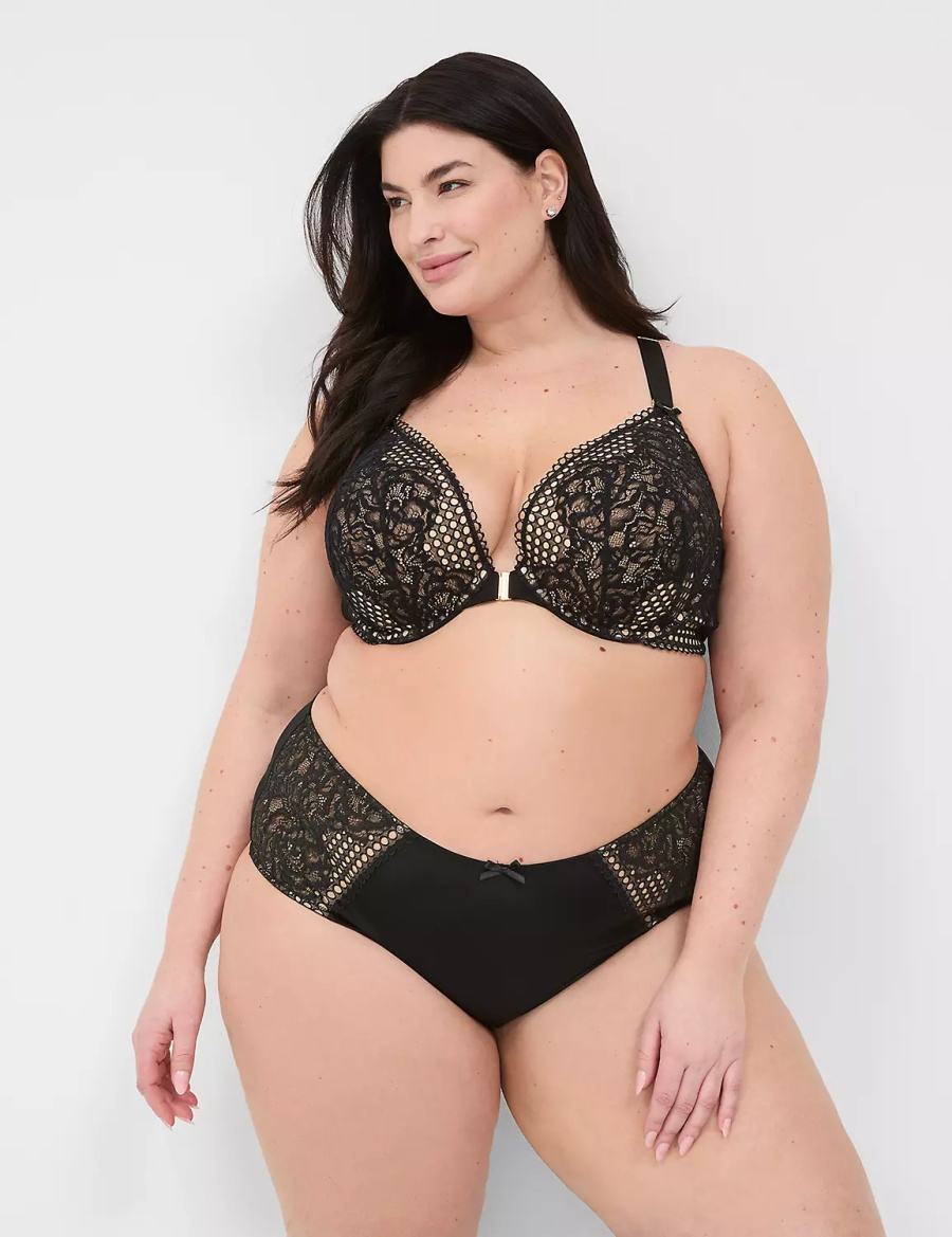 Black Lane Bryant Strappy-Back Brief Women Briefs | QVJ2776EN