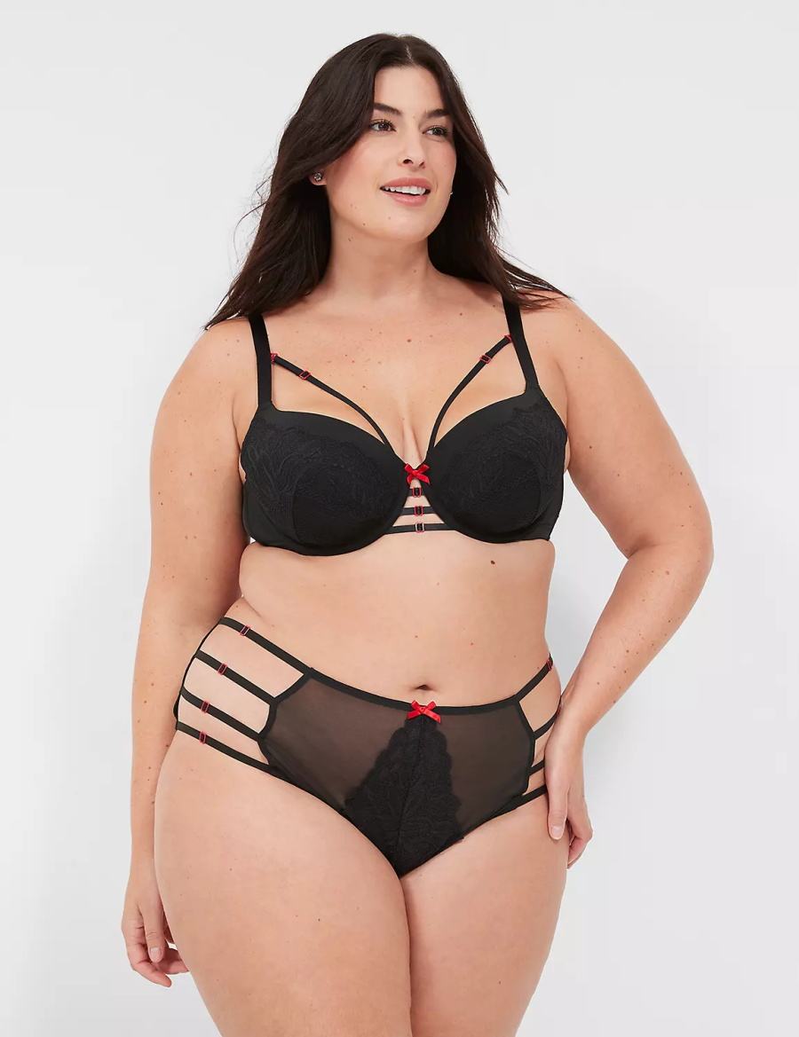 Black Lane Bryant Strappy Brief Women Briefs | SMY866ZS