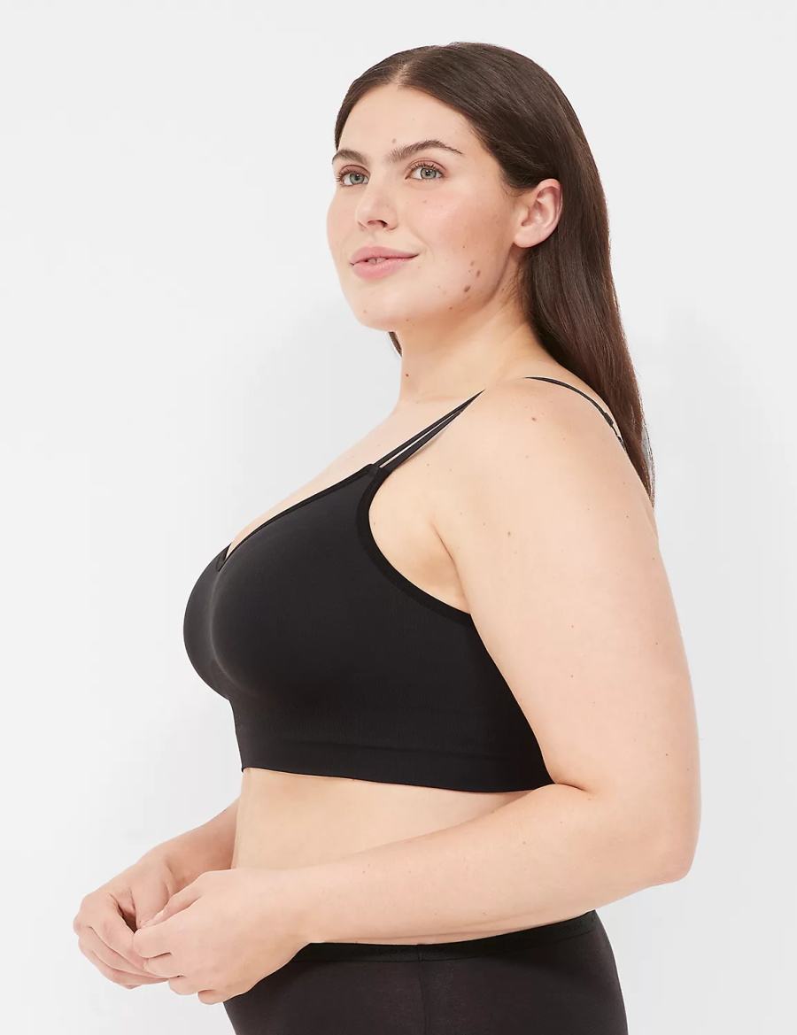 Black Lane Bryant Strappy Seamless Women Bralettes | ZWV5322HM