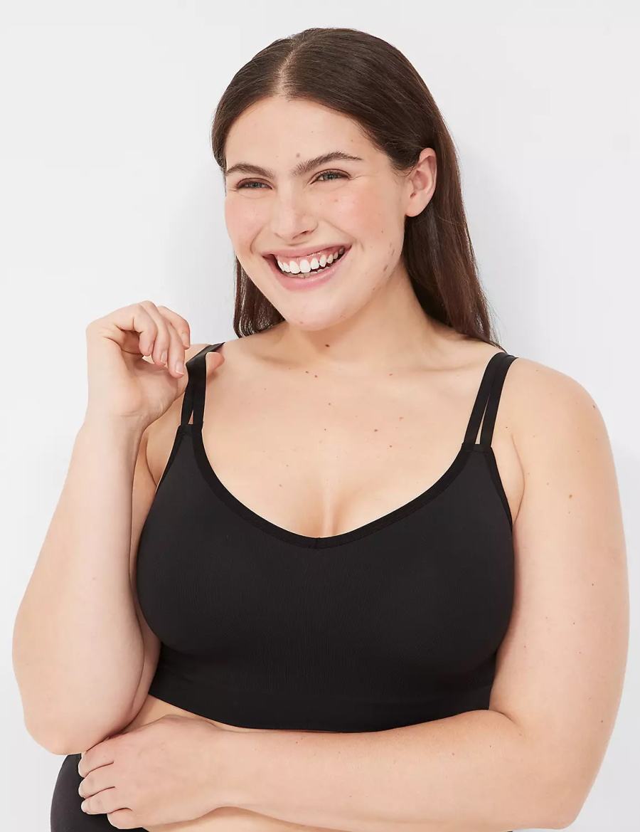 Black Lane Bryant Strappy Seamless Women Bralettes | ZWV5322HM