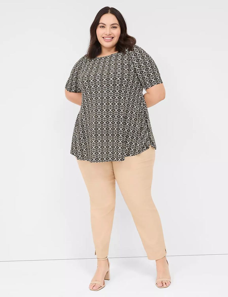 Black Lane Bryant Swing Boatneck Top Women T Shirts | XFE2749UH