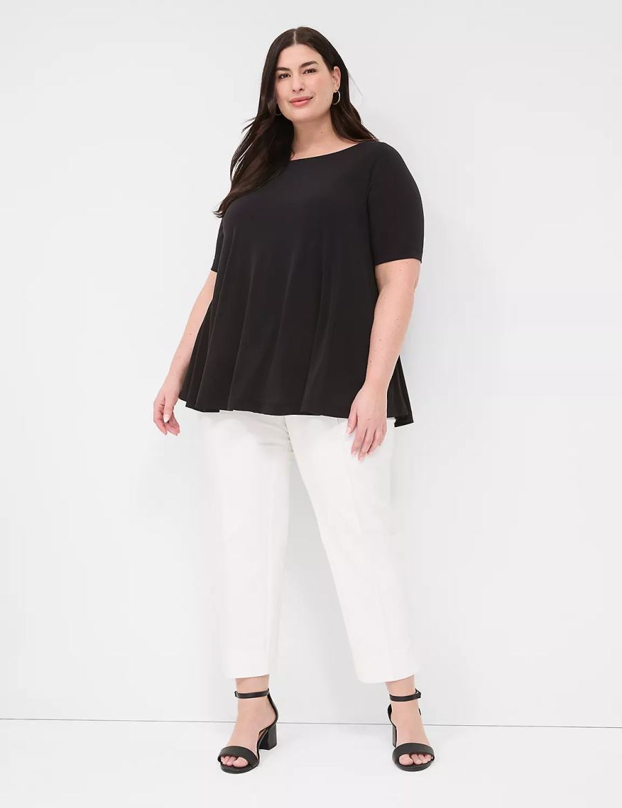 Black Lane Bryant Swing Boatneck Top Women T Shirts | YSC3448HJ