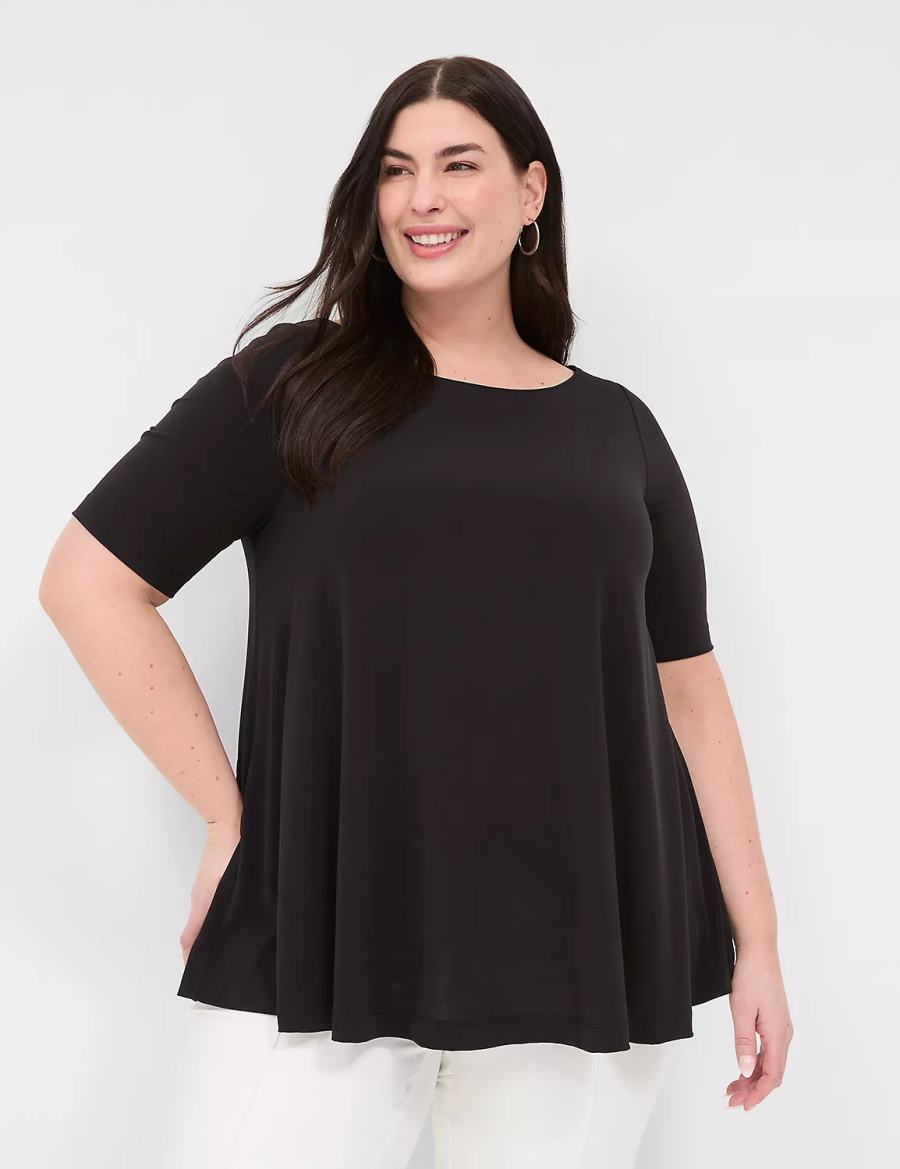 Black Lane Bryant Swing Boatneck Top Women T Shirts | YSC3448HJ