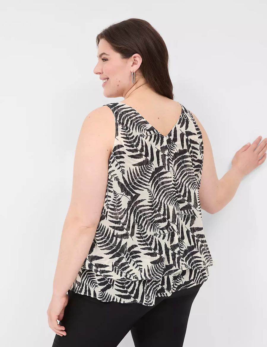 Black Lane Bryant Swing Double-Layer Chiffon Women Tank Top | EXF865KJ