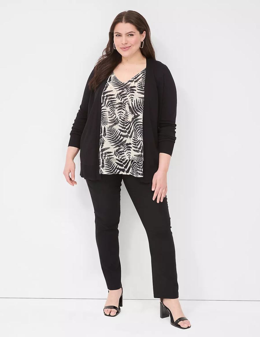 Black Lane Bryant Swing Double-Layer Chiffon Women Tank Top | EXF865KJ