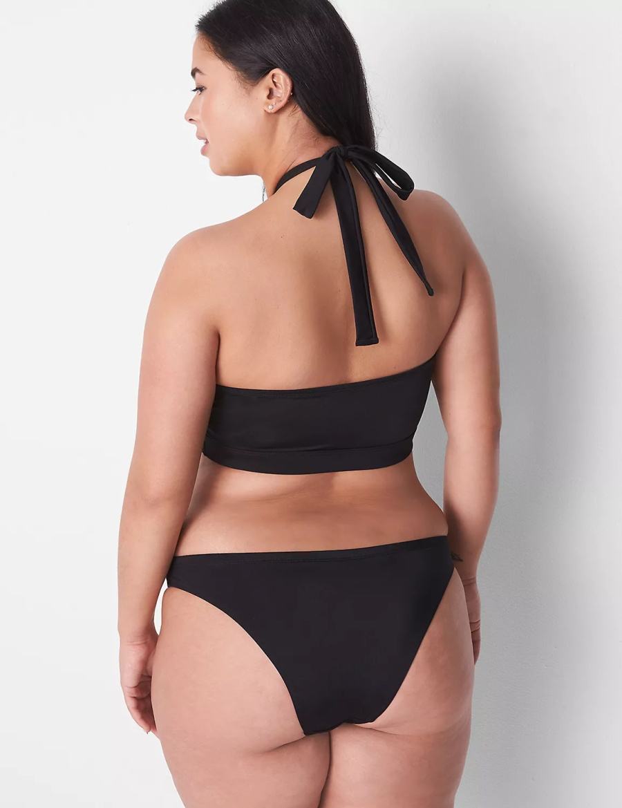 Black Lane Bryant Tanga Swim Women Briefs | UED4981BL