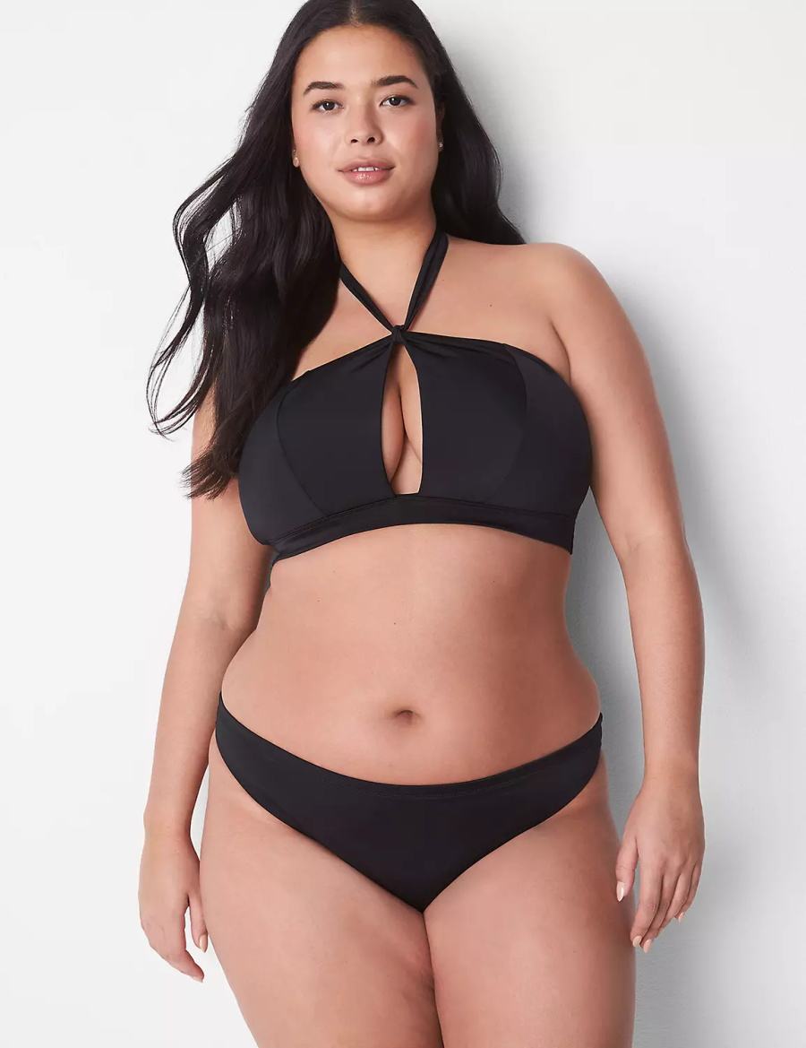 Black Lane Bryant Tanga Swim Women Briefs | UED4981BL