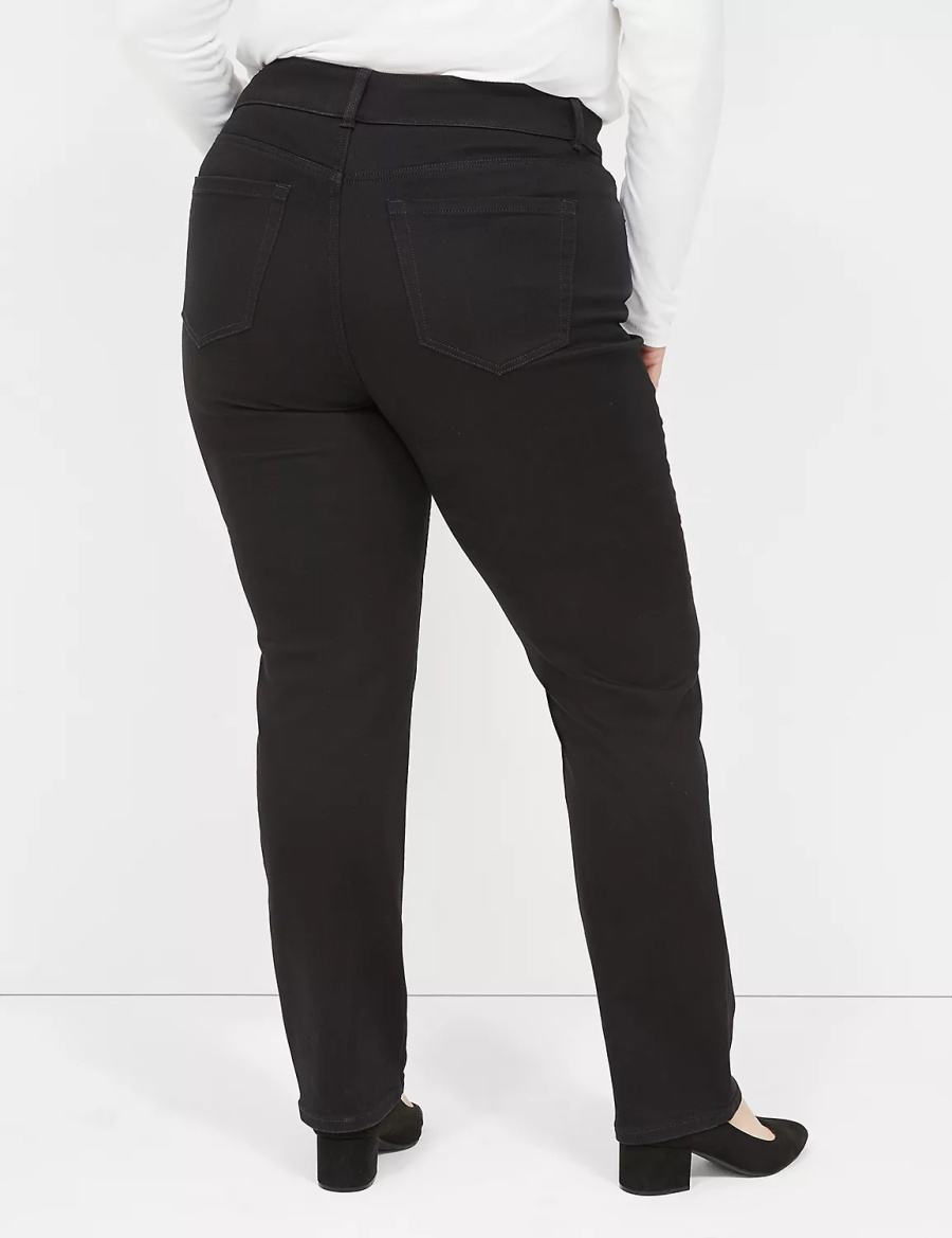 Black Lane Bryant Tighter Tummy High-Rise Straight Women Jeans | YYE1944WB