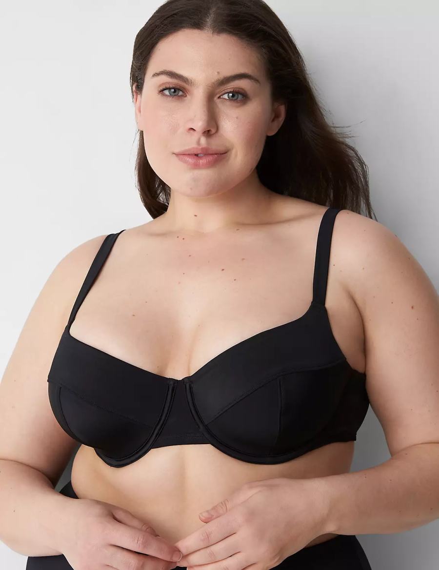 Black Lane Bryant Underwire Balconette Swim Women Bikini Top | IPI6414VS