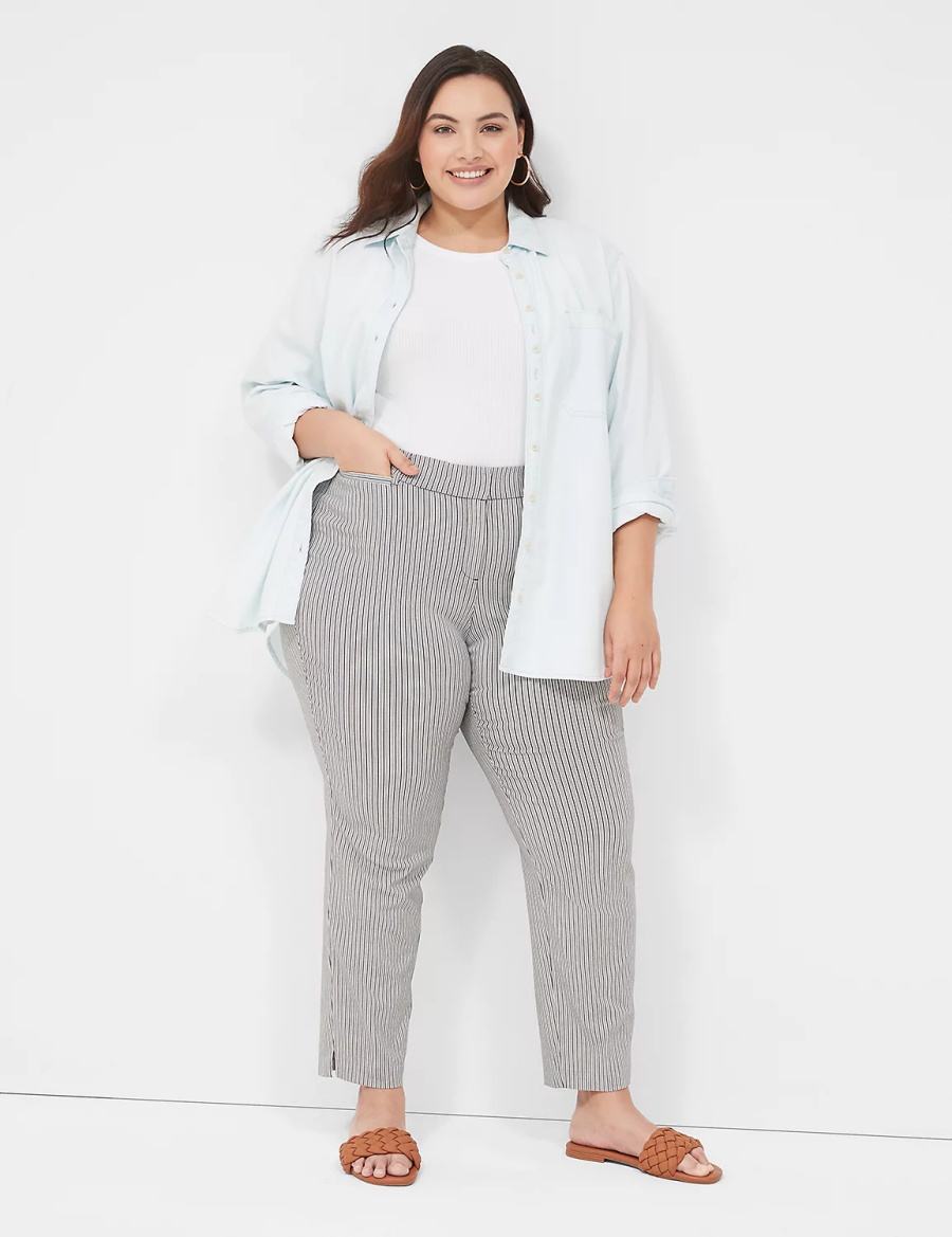 Black Stripes Lane Bryant 4-Season Slim Ankle Women Pants | JYP4129AV