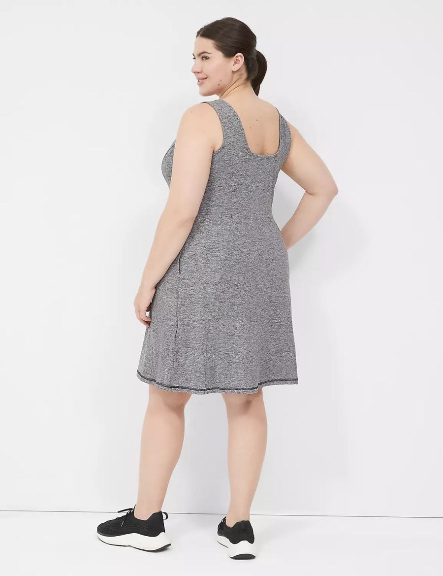 Black White Lane Bryant LIVI Square-Neck Recycled LIVI Soft Women Casual Dress | RVE6365KY