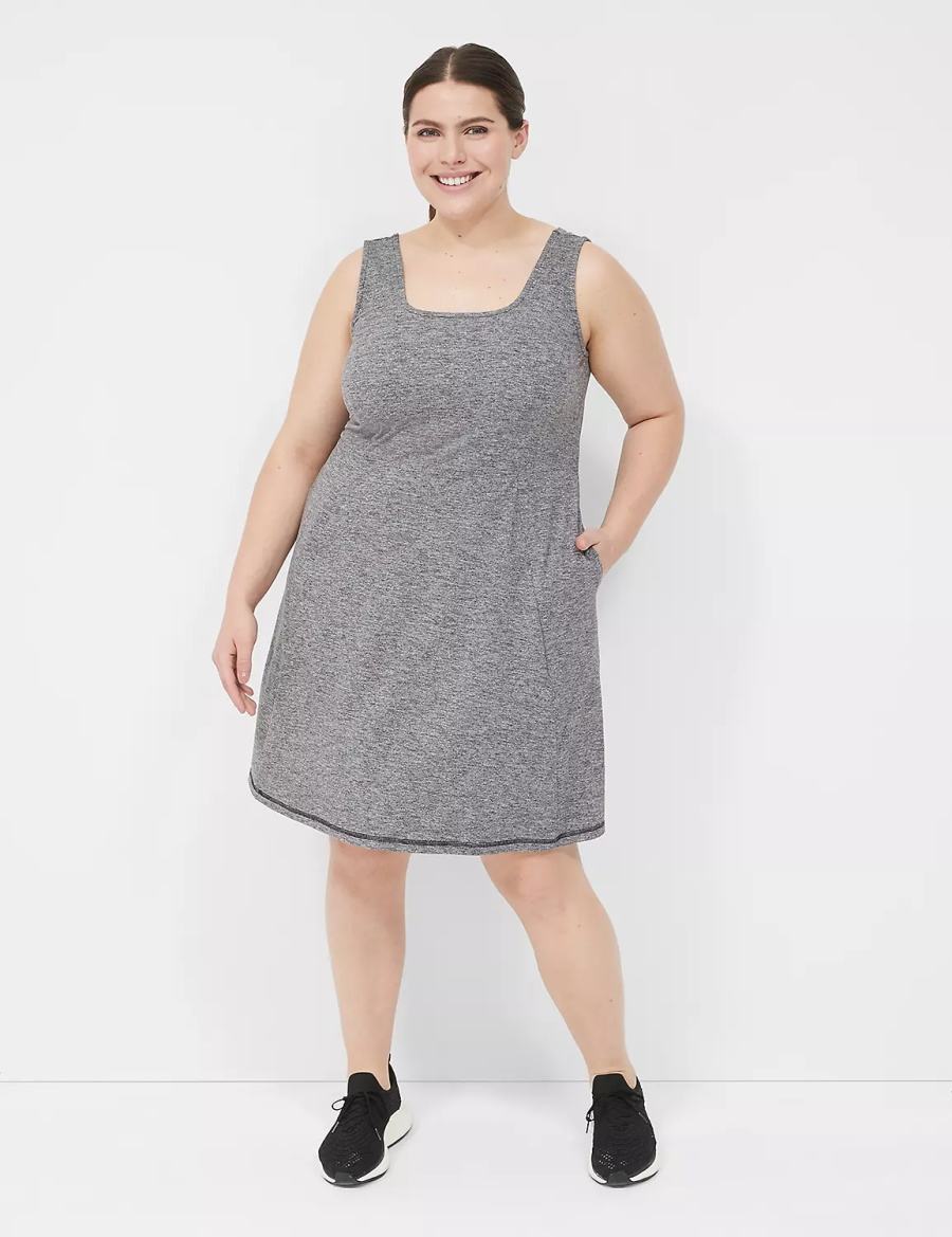 Black White Lane Bryant LIVI Square-Neck Recycled LIVI Soft Women Casual Dress | RVE6365KY