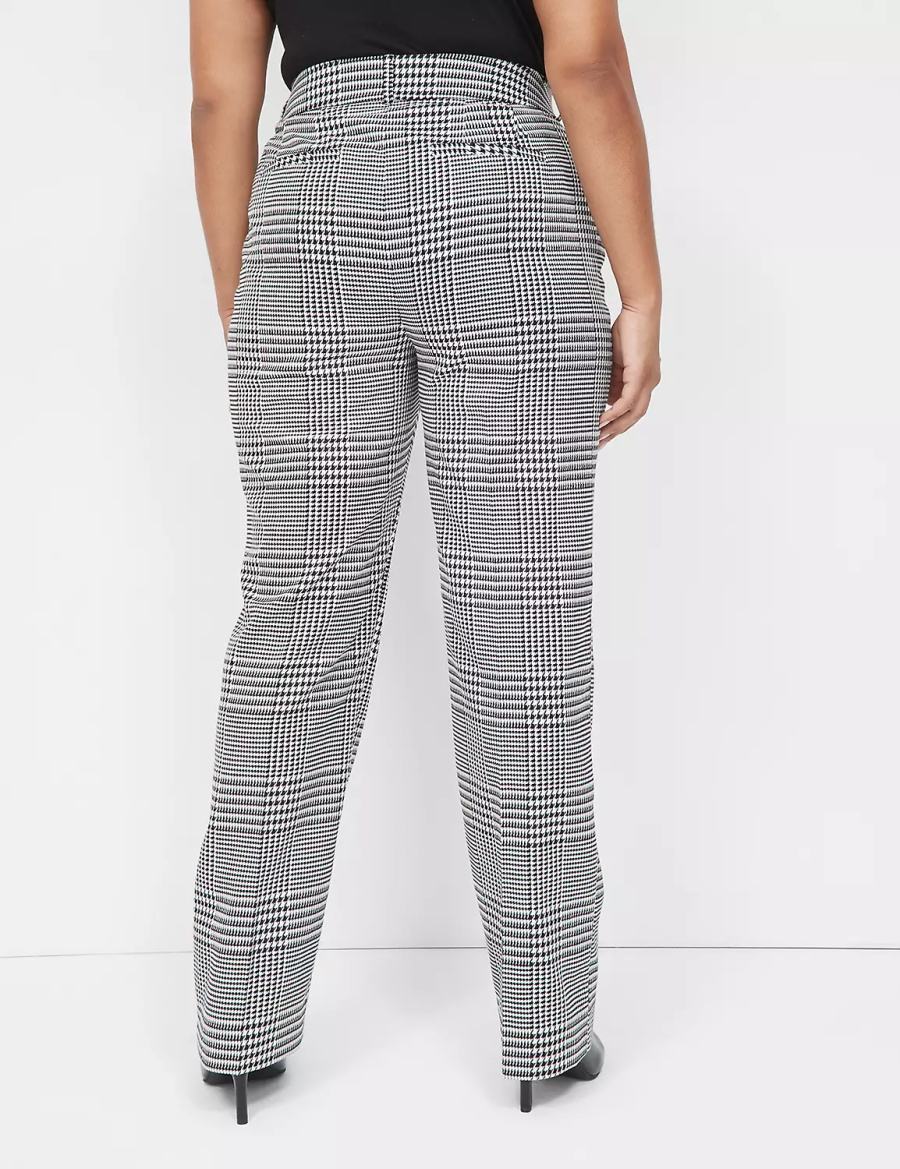 Black White Lane Bryant Perfect Drape Straight Leg Women Pants | TGO7895TC