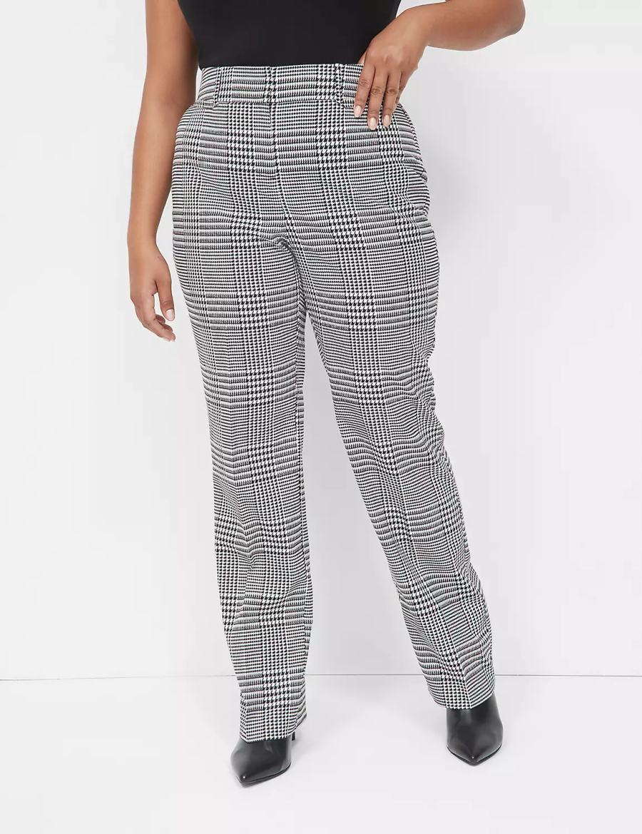 Black White Lane Bryant Perfect Drape Straight Leg Women Pants | TGO7895TC