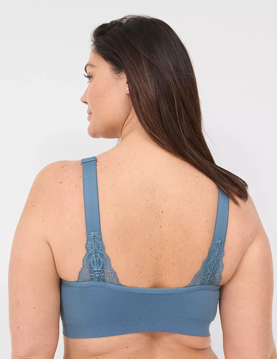 Blue Grey Lane Bryant Seamless Lace-Trim Women Bralettes | MIA7329JB