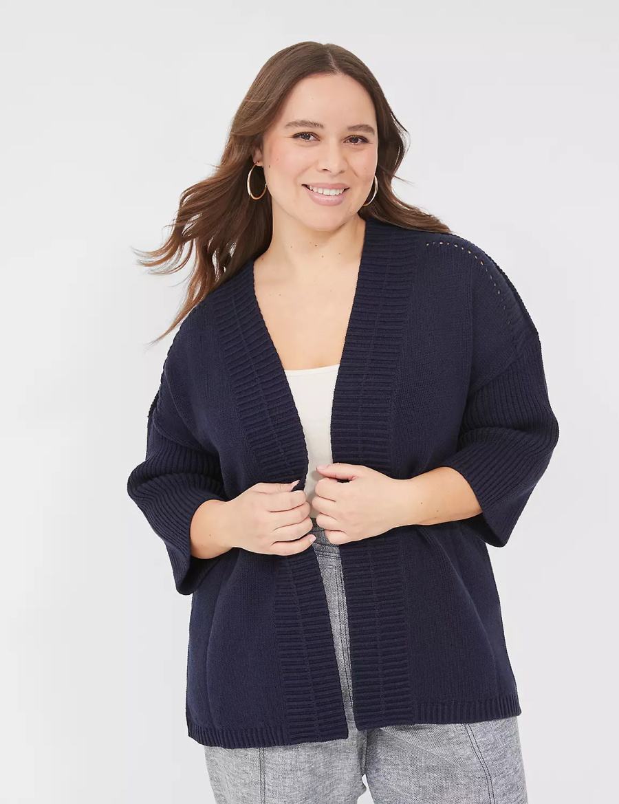 Blue Lane Bryant 3/4-Sleeve Open-Front Shrug Women Sweaters | LHD569FE