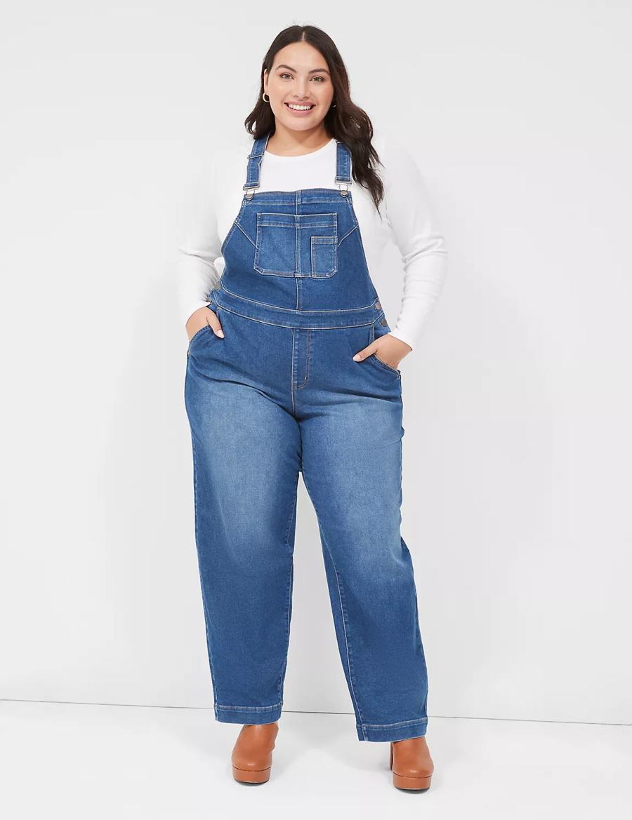 Blue Lane Bryant Authentic Straight Leg Denim Women Overall | OUN3830SW