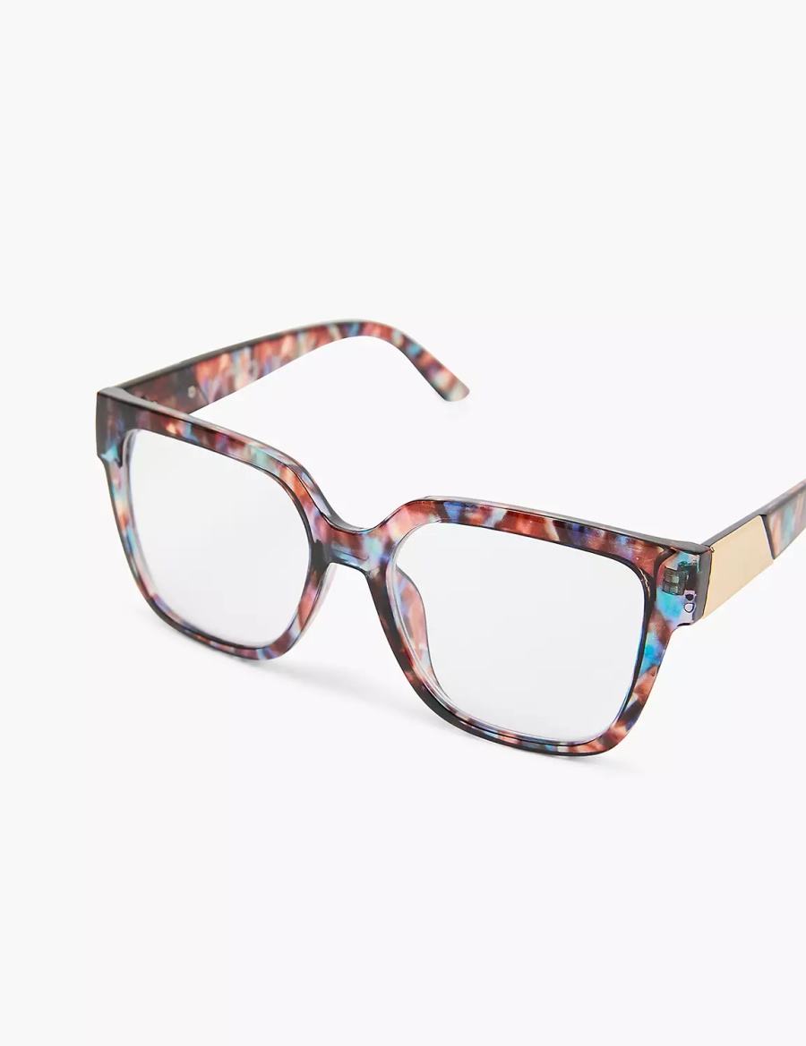 Blue Lane Bryant Blue & Purple Tortoiseshell Print Cateye Reading Women Glasses | HYY9841TO