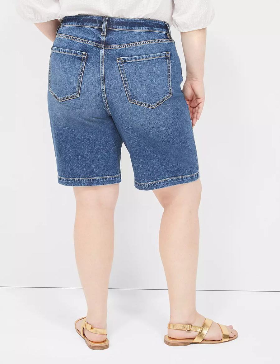 Blue Lane Bryant Boyfriend Fit Bermuda Jean Women Shorts | KQO7685LY