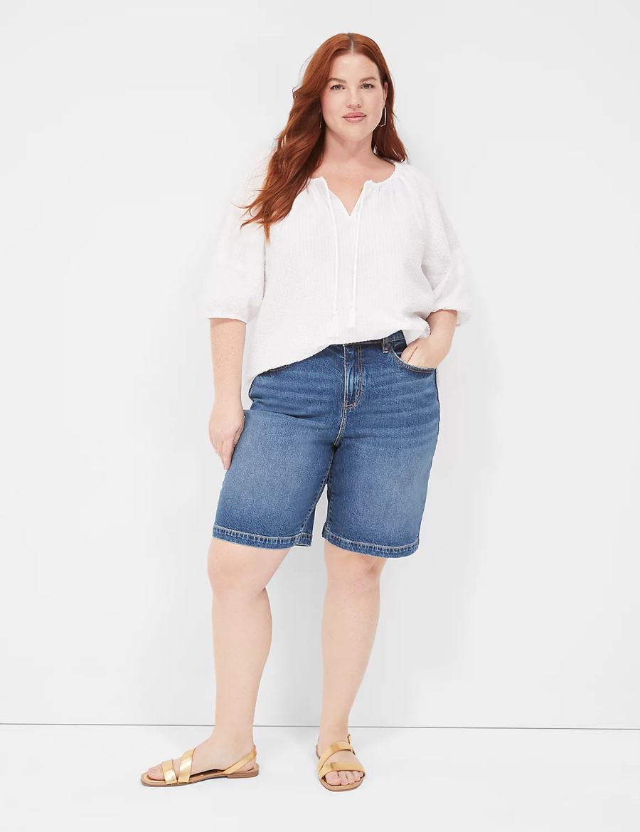 Blue Lane Bryant Boyfriend Fit Bermuda Jean Women Shorts | KQO7685LY