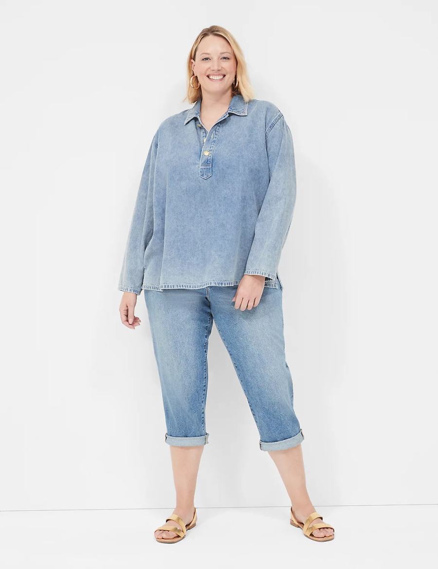 Blue Lane Bryant Boyfriend Fit Capri Women Jeans | ASU4761XB