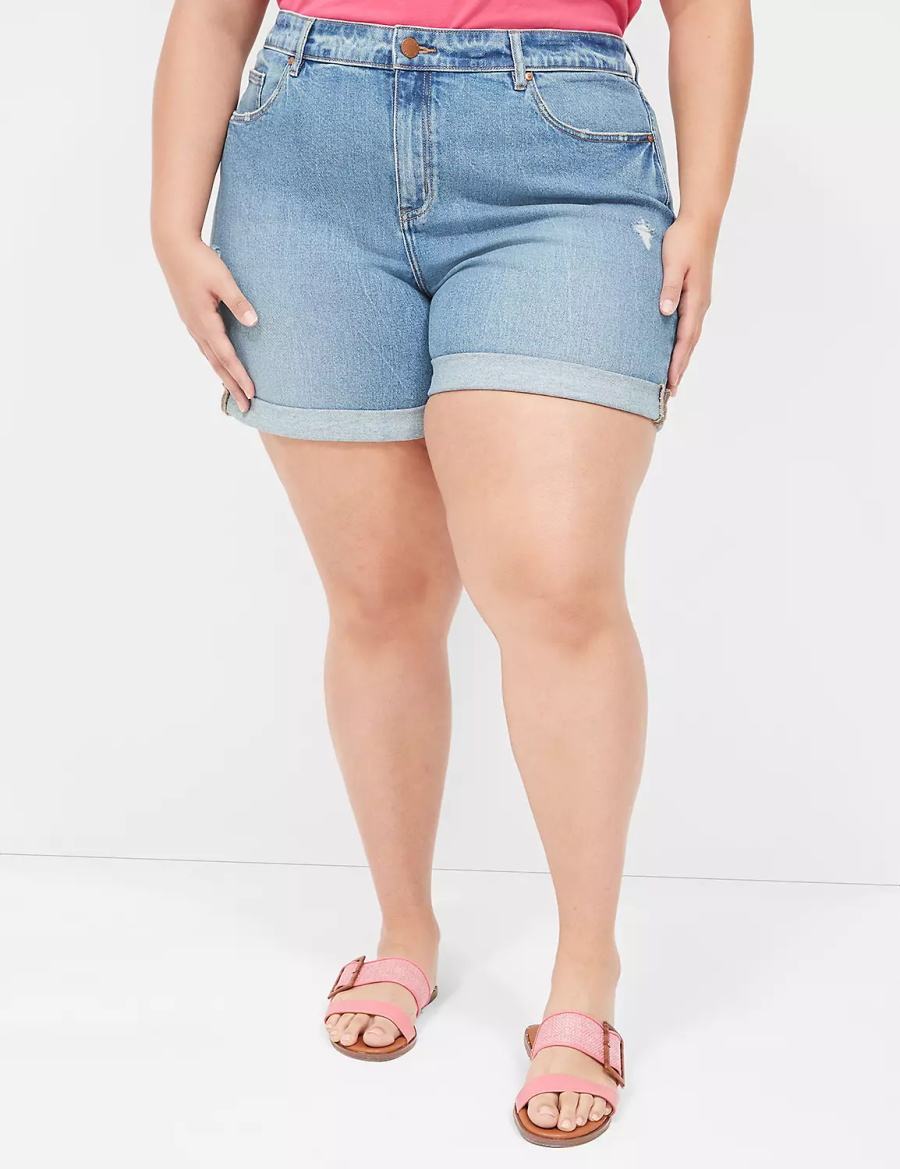 Blue Lane Bryant Boyfriend Fit Jean Women Shorts | GIR9027RP