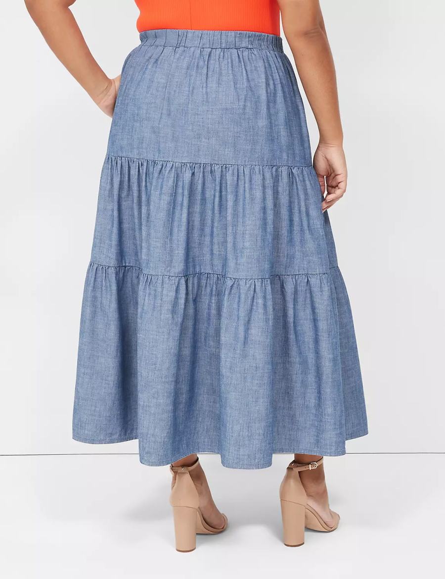 Blue Lane Bryant Chambray Maxi Women Skirts | JNV3645LJ