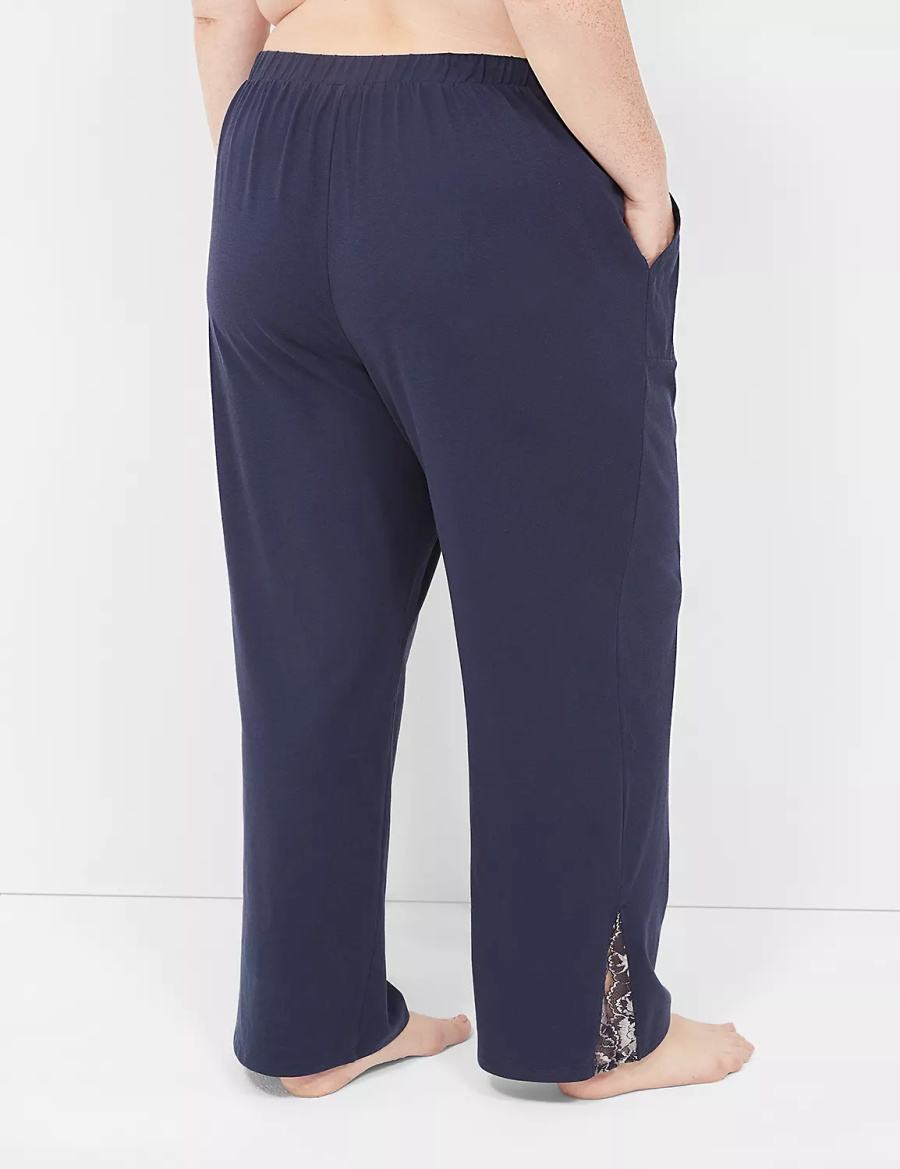 Blue Lane Bryant Comfy Cotton Lace-Trim Block Women Pants | MYT6296DO