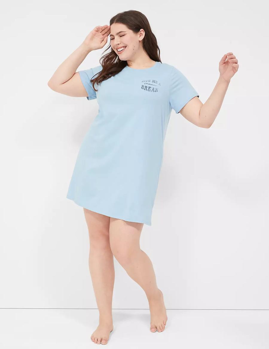 Blue Lane Bryant Comfy Cotton Sleepshirt Women T Shirts | HOE3755GM