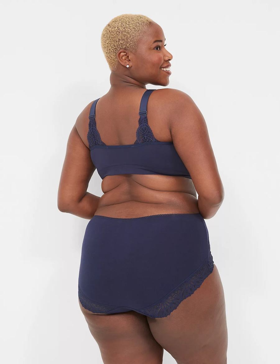 Blue Lane Bryant Cotton Full With Lace-Trimmed Back Women Briefs | YBX1717HA