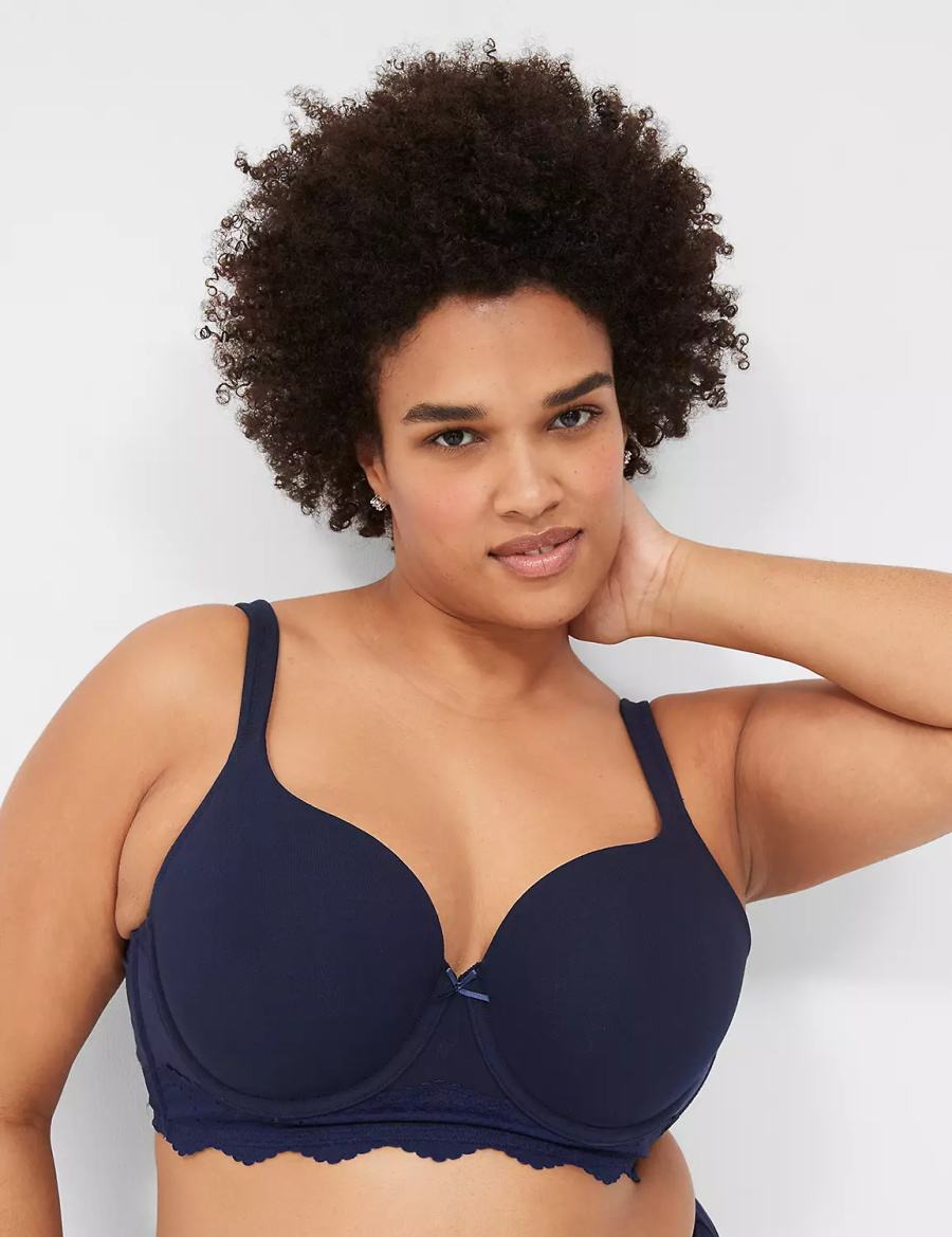 Blue Lane Bryant Cotton Lace-Trim Longline Women T-Shirt Bra | QVF4578FZ