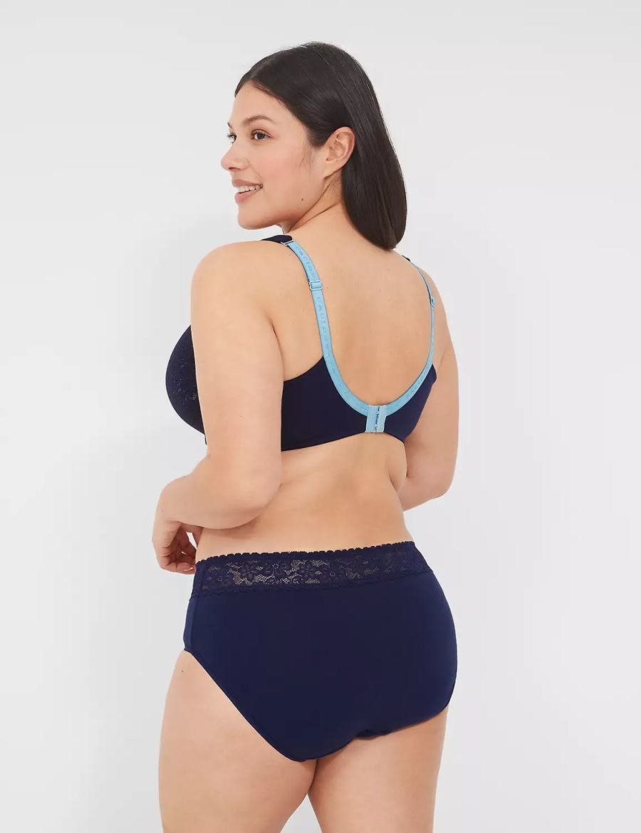 Blue Lane Bryant Cotton Lightly Lined Full Coverage With Lace Women Bralettes | OAK2483QT