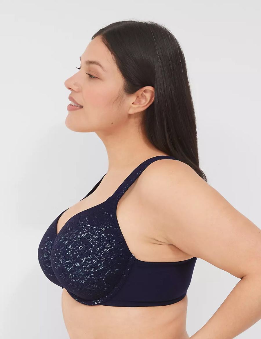 Blue Lane Bryant Cotton Lightly Lined Full Coverage With Lace Women Bralettes | OAK2483QT