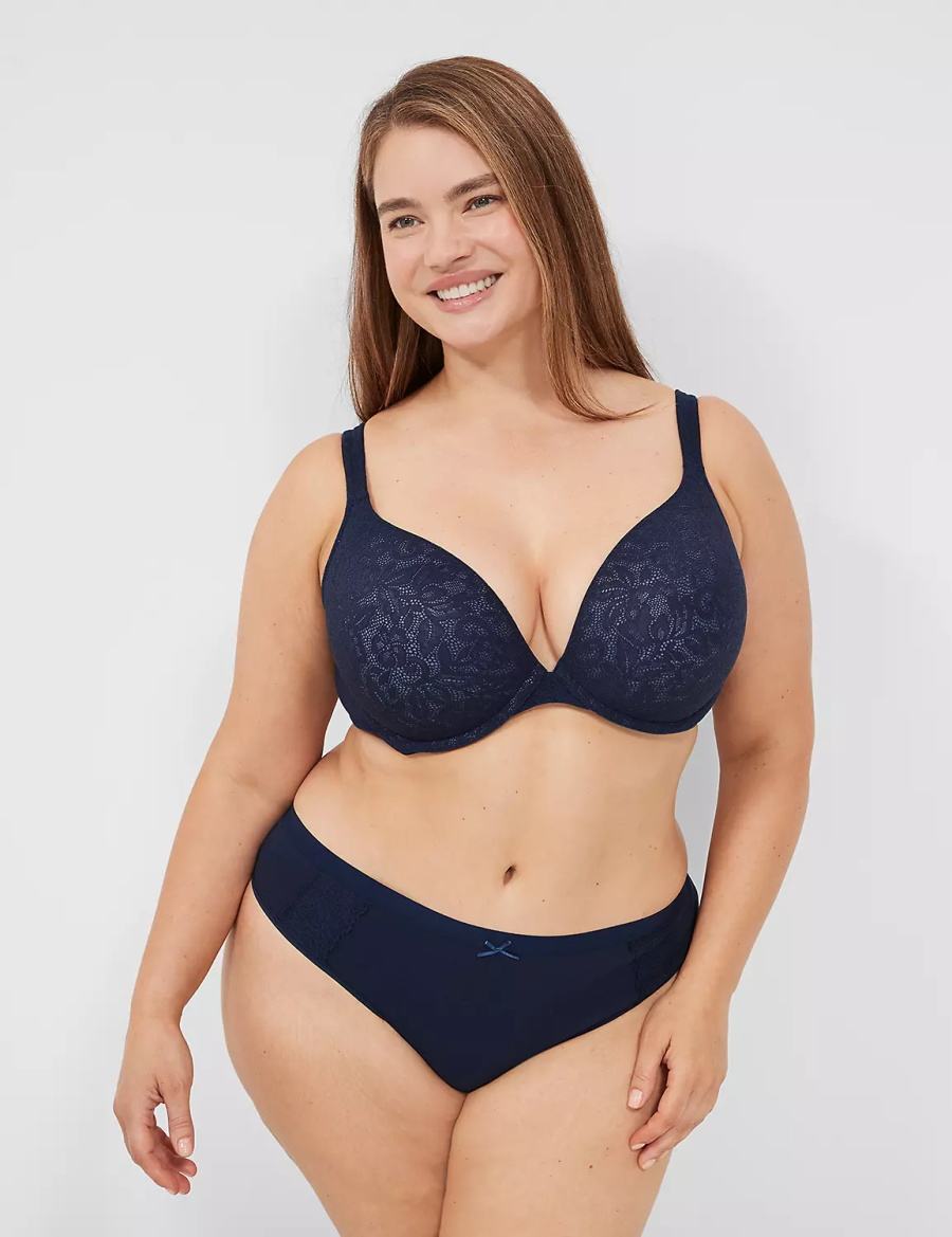 Blue Lane Bryant Cotton With Lace Waist Women Thong Panty | AEV1008NW