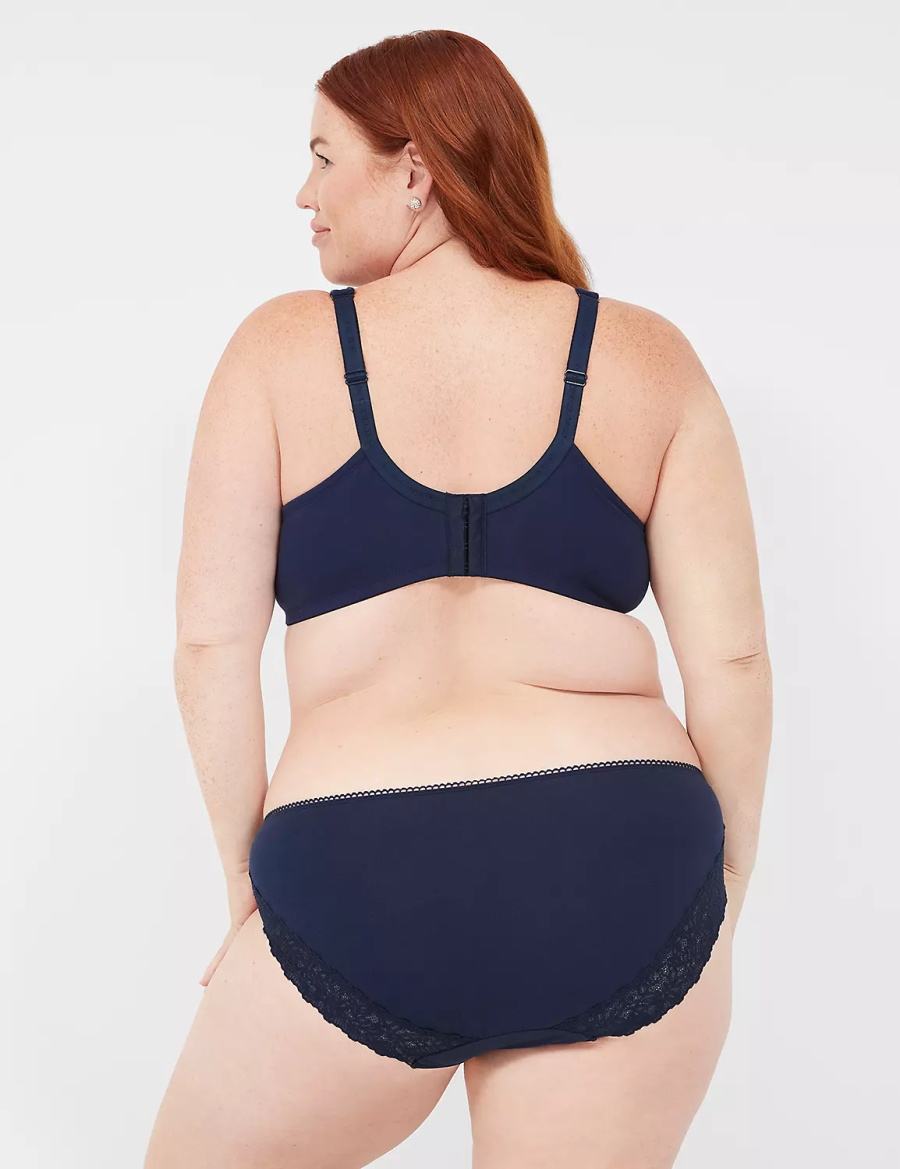 Blue Lane Bryant Cotton with Lace-Trimmed Back Women Hipster Panty | TYK3870DX