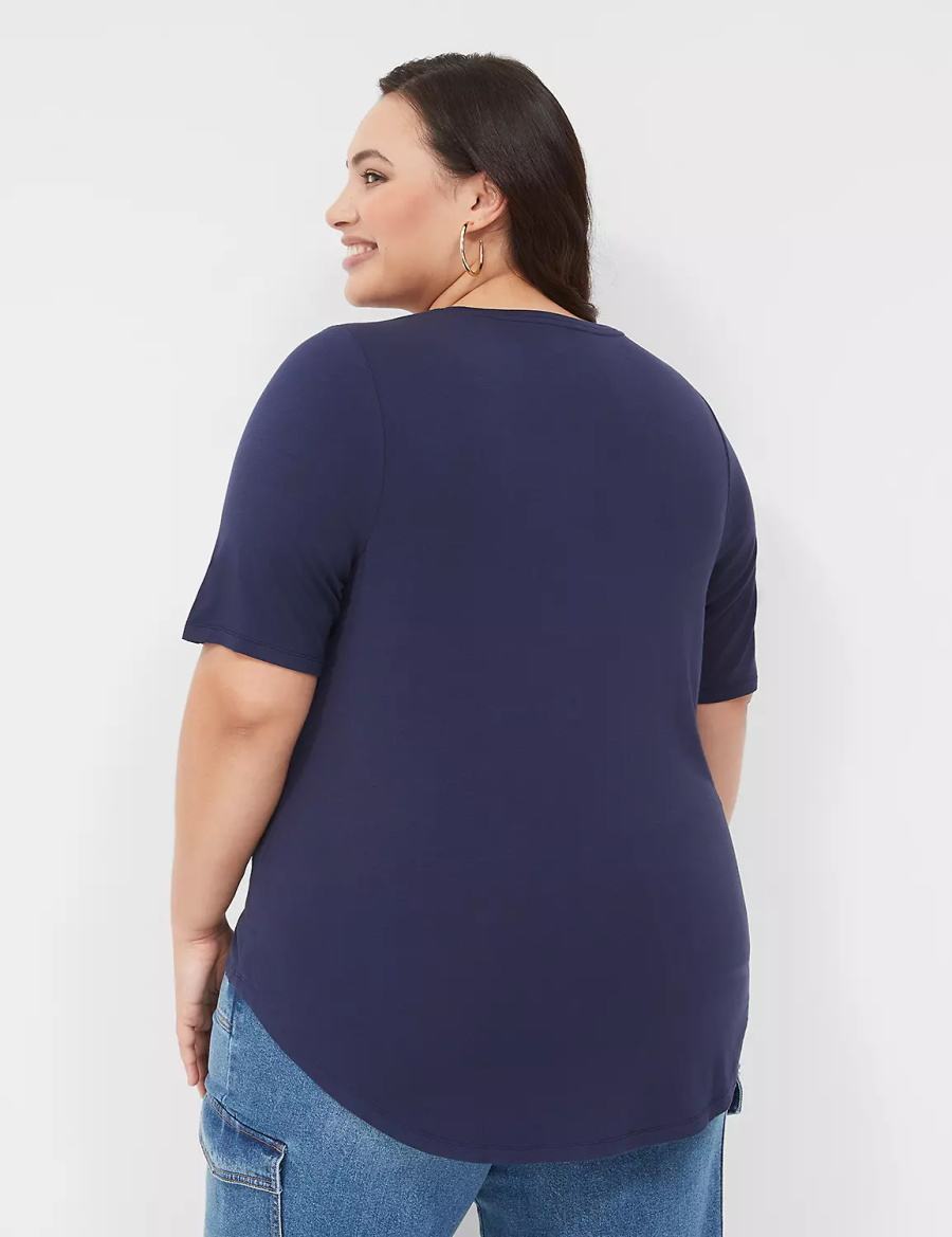 Blue Lane Bryant Curved-Hem Perfect Sleeve Tee Women T Shirts | BBK56RR