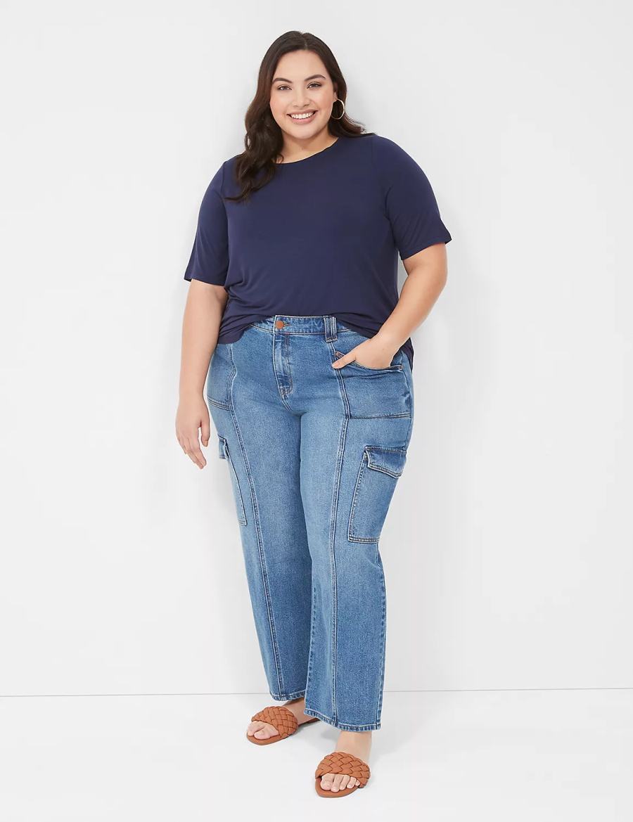 Blue Lane Bryant Curved-Hem Perfect Sleeve Tee Women T Shirts | BBK56RR