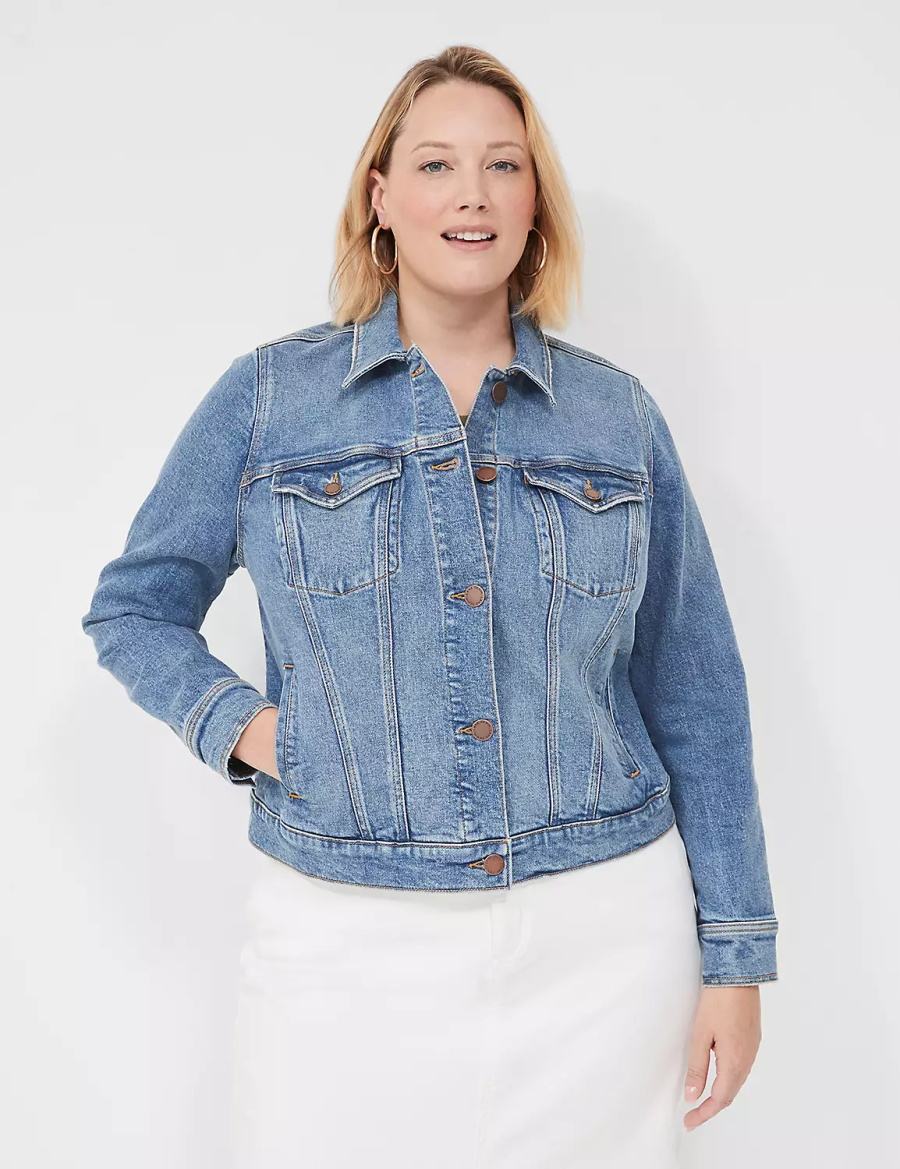 Blue Lane Bryant Denim Women Jackets | XHL8354PT