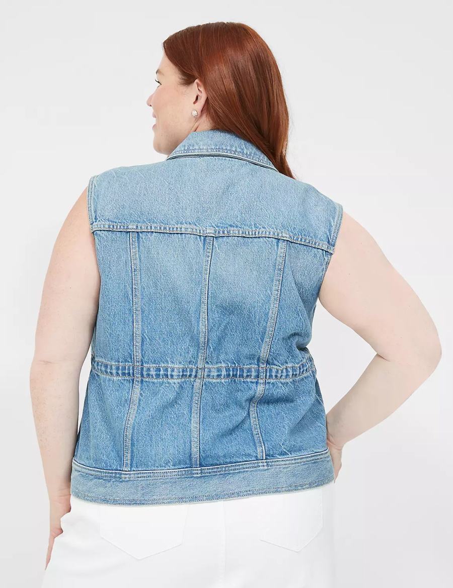 Blue Lane Bryant Denim Women Vest | NEM3637UA