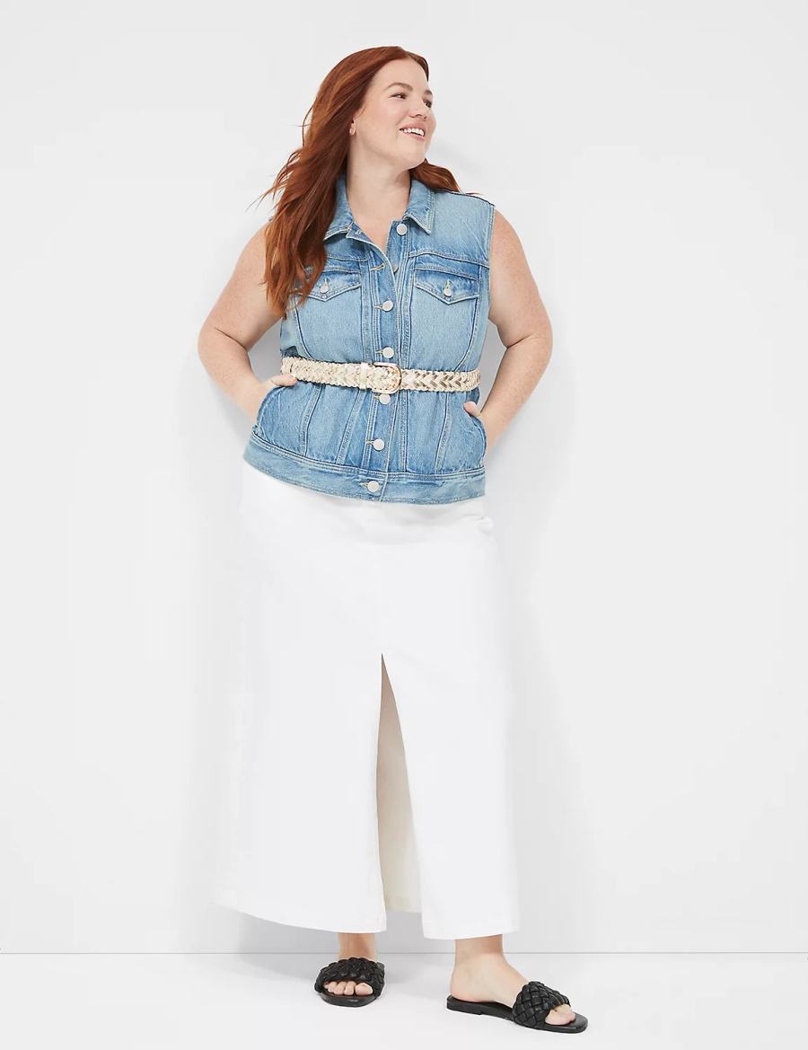 Blue Lane Bryant Denim Women Vest | NEM3637UA