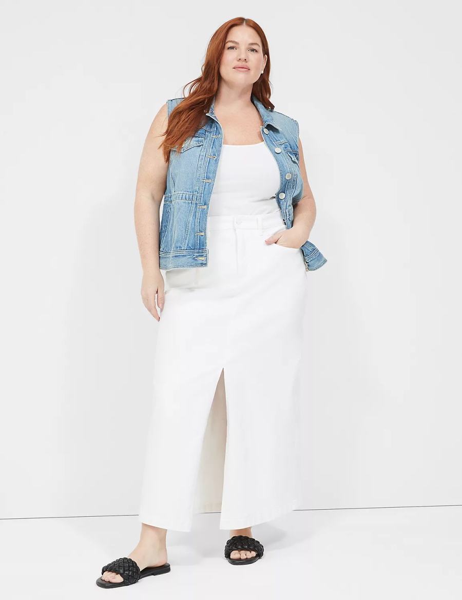 Blue Lane Bryant Denim Women Vest | NEM3637UA