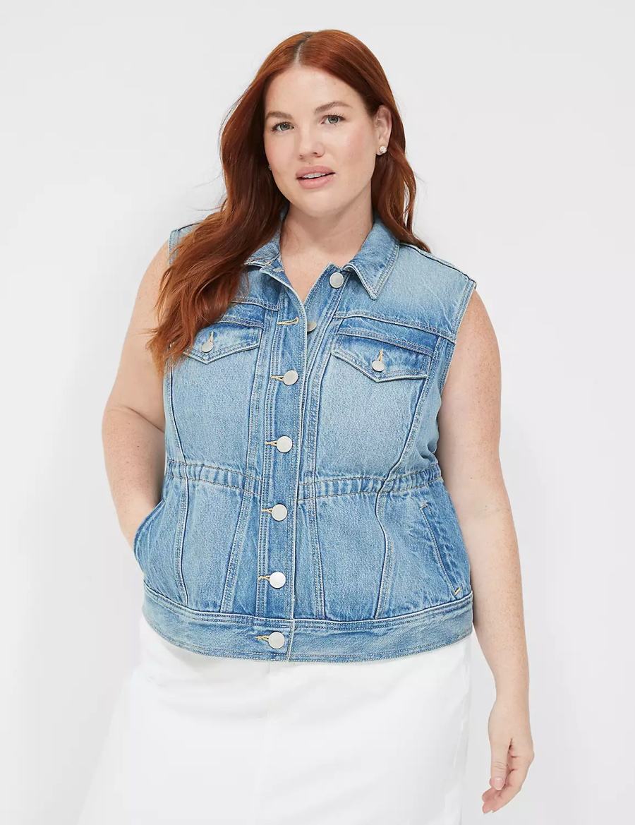 Blue Lane Bryant Denim Women Vest | NEM3637UA