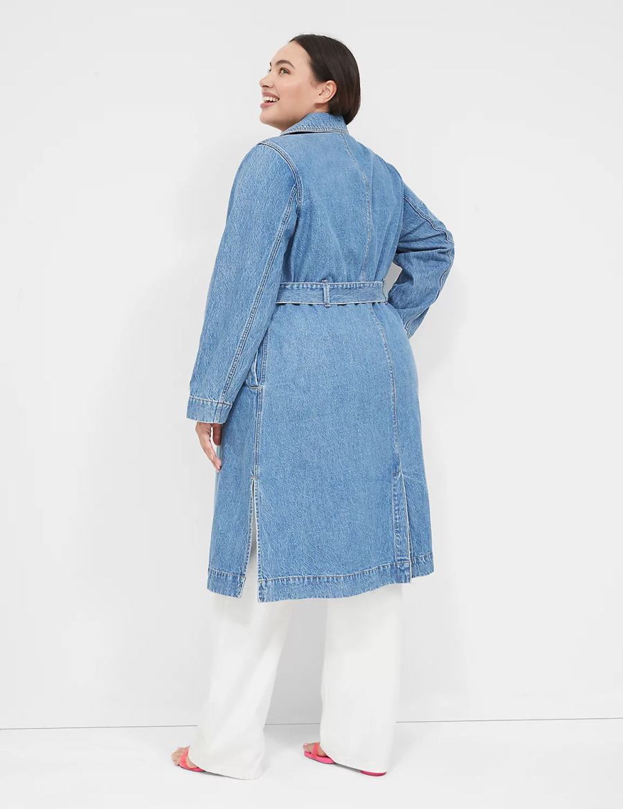 Blue Lane Bryant Denimed Trench Women Trench Coat | WXE1113UY